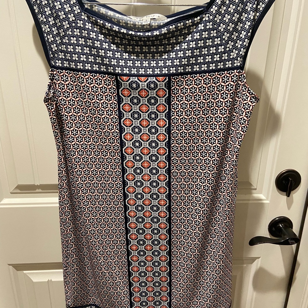 Max Studio Black and White Sheath Dress Sleeveless Midi